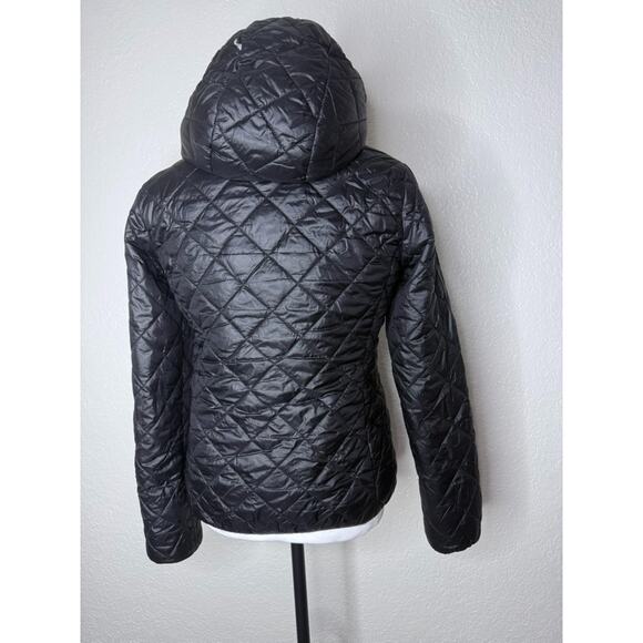 TNA Aritzia Black Goose Puffer Down Jacket Sherpa Fleece Hoodie Small Quilt Zip - Picture 4 of 8